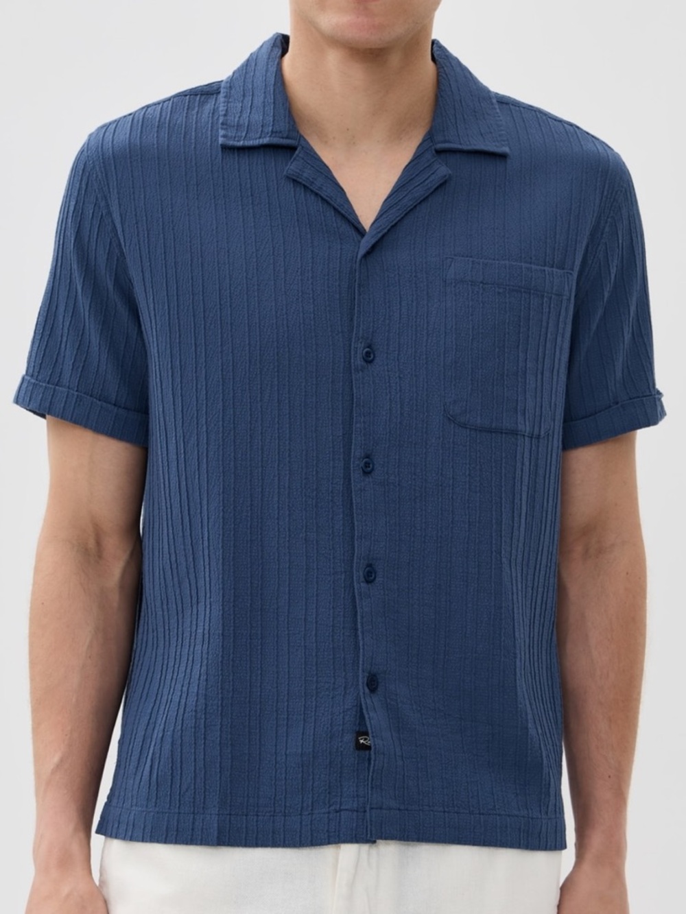 Rails Ohana Button Down Shirt in Sea Blue Men’s XXL Textured Lightweight Summer